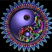 Carregar imagem no visualizador da galeria, Mandala Yin Yang 11 - 100% Diamantes (Quadrado) - Kit Completo