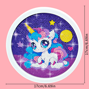 Unicórnio 2024/1 (17cm x 17cm) - 100% Diamantes (Redondo) com Moldura - Pronta Entrega - Kit Completo