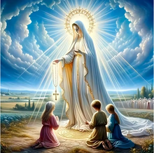 Carregar imagem no visualizador da galeria, Nossa Senhora de Fátima 2025/1  (25 x 25 cm) - 100% Diamantes (Redondo) - Pronta Entrega - Kit Completo
