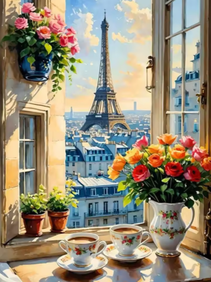 Paris 2025/1  (25 x 35 cm) - 100% Diamantes (Quadrado) - Pronta Entrega - Kit Completo