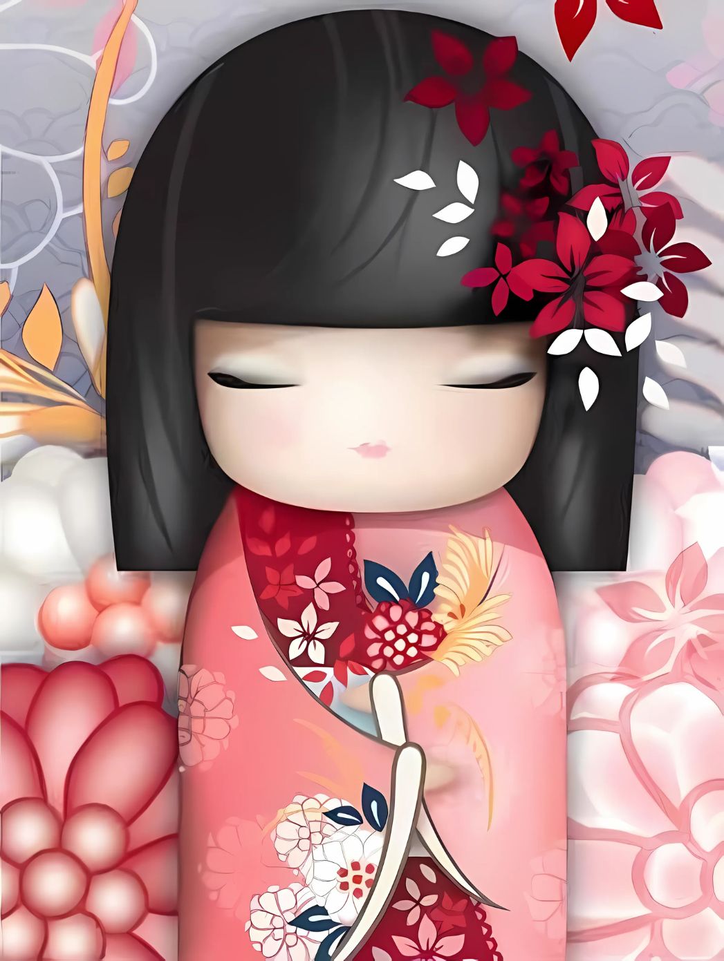 Bonecas Japonesas 10 - 100% Diamantes (Kit Completo) - Pintura com Diamantes
