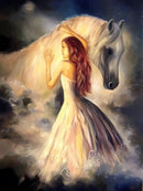 A mulher e o Cavalo - 100% Diamantes (Quadrado) - Kit Completo - Pintura com Diamantes