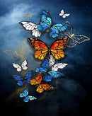 Borboletas 3 - 100% Diamantes (Kit Completo) - Pintura com Diamantes