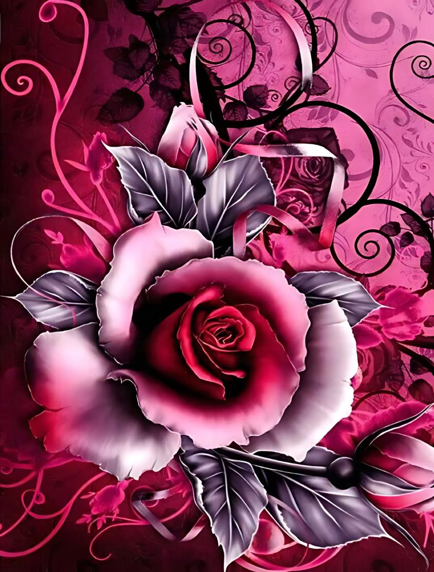 Bela Flor - 100% Diamantes (Kit Completo) - Pintura com Diamantes