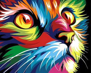 Gato Colorido - 100% Diamantes (Kit Completo)