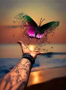 A Liberdade da Borboleta - 100% Diamantes (Kit Completo) - Pintura com Diamantes