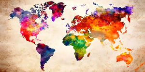 Mapa Mundi 2023/3 - 100% Diamantes (Quadrado) - Kit Completo - Pintura com Diamantes