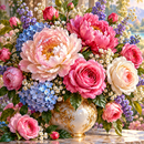 Flores 2027/20 - 100% Diamantes (Quadrado) - Kit Completo - Pintura com Diamantes