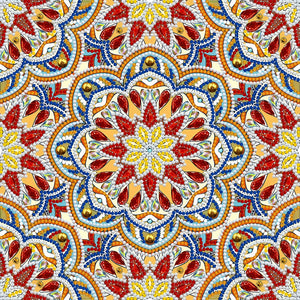 Mandala Fluorescente 9 - (30 x 30 cm) - Parcial Diamantes (Redondo) - Kit Completo