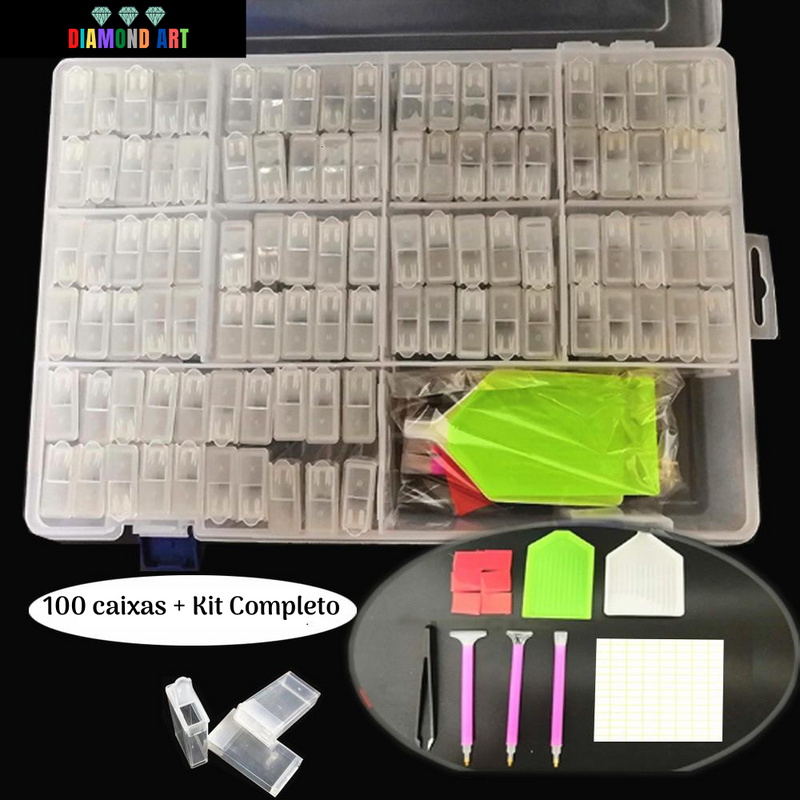 Organizador de Diamantes - 100 Potes + Kit Completo