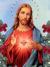 Carregar imagem no visualizador da galeria, Sagrado Coração de Jesus - 100% Diamantes (Quadrado) - Kit Completo
