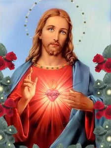 Sagrado Coração de Jesus - 100% Diamantes (Quadrado) - Kit Completo