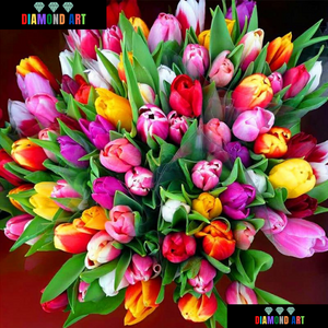 Tulipas Coloridas - 100% Diamantes (Kit Completo)