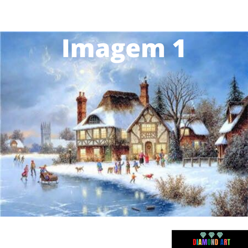 Paisagem Inverno 1 - 100% Diamantes (Kit Completo)