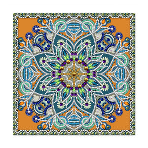 Mandala Fluorescente 10 - (30 x 30 cm) - Parcial Diamantes (Redondo) - Kit Completo