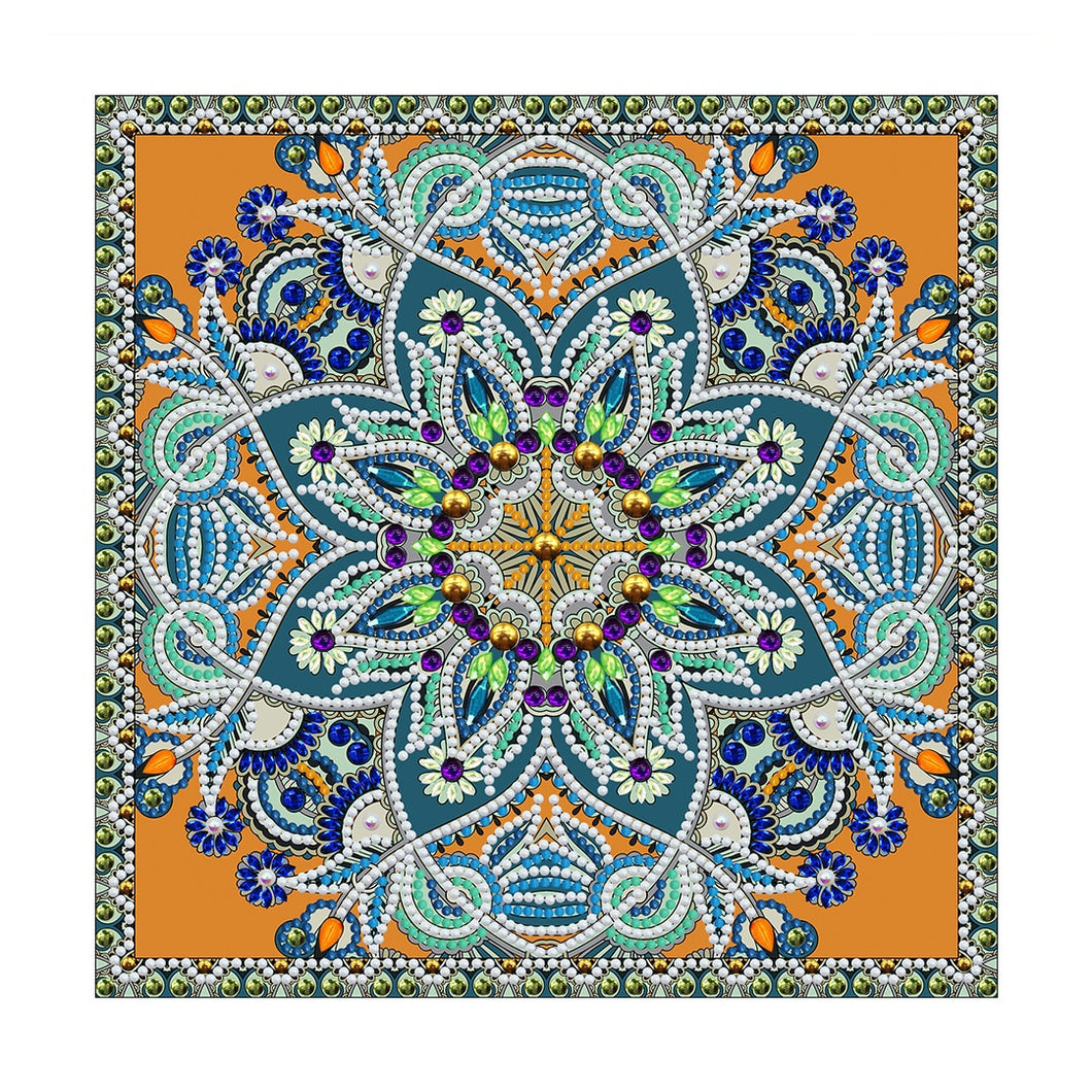 Mandala Fluorescente 10 - (30 x 30 cm) - Parcial Diamantes (Redondo) - Kit Completo