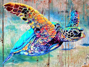 Tartaruga Marinha 2023/4 - 100% Diamantes (Quadrado) - Kit Completo - Pintura com Diamantes