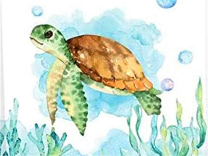 Tartaruga Marinha 2023/5 - 100% Diamantes (Quadrado) - Kit Completo - Pintura com Diamantes