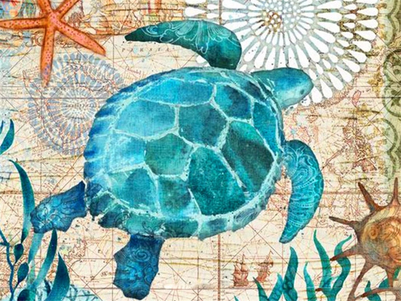 Tartaruga Marinha 2023/2 - 100% Diamantes (Quadrado) - Kit Completo - Pintura com Diamantes