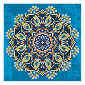 Mandala Fluorescente 3 - (30 x 30 cm) - Parcial Diamantes (Redondo) - Kit Completo