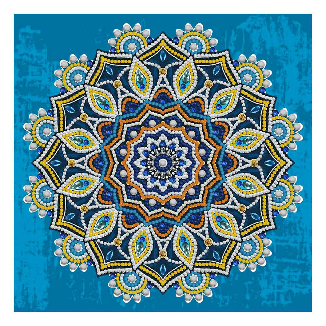 Mandala Fluorescente 3 - (30 x 30 cm) - Parcial Diamantes (Redondo) - Kit Completo