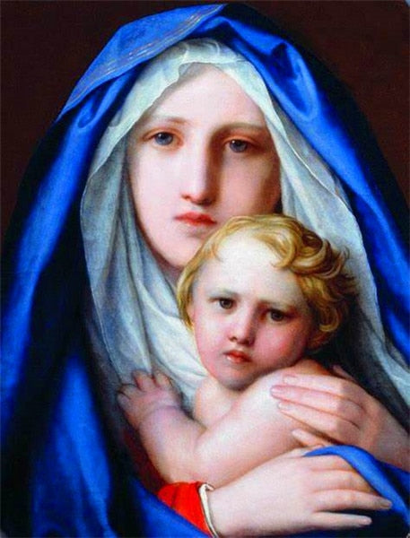 Nossa Senhora e o Menino Jesus 2023/3 - 100% Diamantes (Quadrado) - Kit Completo - Pintura com Diamantes