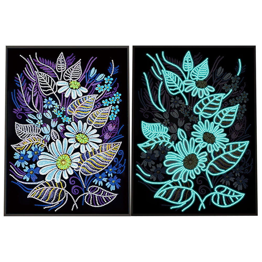 Flores Fluorescentes (30 x 40 cm) - Parcial Diamantes (Redondos) - Kit Completo