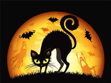 Carregar imagem no visualizador da galeria, Halloween Gato Preto 6 - 100% Diamantes (Kit Completo)
