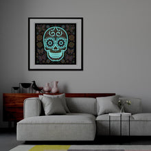 Carregar imagem no visualizador da galeria, Caveira Fluorescente 1 (30 x 30 cm) - Parcial Diamantes (Redondo) - Kit Completo
