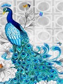 Pavão 2023/9 - 100% Diamantes (Quadrado) - Kit Completo - Pintura com Diamantes