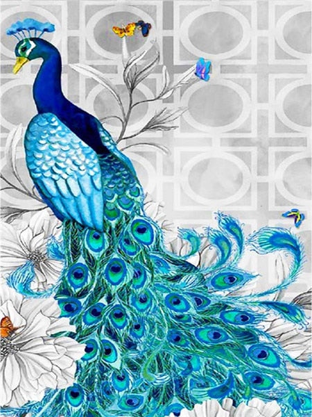 Pavão 2023/9 - 100% Diamantes (Quadrado) - Kit Completo - Pintura com Diamantes