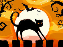 Carregar imagem no visualizador da galeria, Halloween Gato Preto 3 - 100% Diamantes (Kit Completo)
