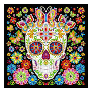 Caveira Fluorescente 2 (30 x 30 cm) - Parcial Diamantes (Redondo) - Kit Completo