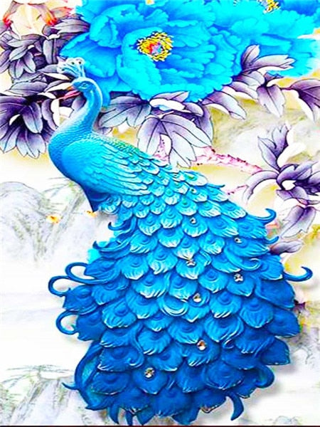 Pavão 2023/12 - 100% Diamantes (Quadrado) - Kit Completo - Pintura com Diamantes