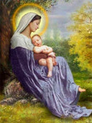 Nossa Senhora e o Menino Jesus 2023/9 - 100% Diamantes (Quadrado) - Kit Completo - Pintura com Diamantes