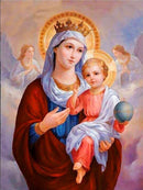 Nossa Senhora e o Menino Jesus 2023/8 - 100% Diamantes (Quadrado) - Kit Completo - Pintura com Diamantes