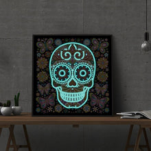 Carregar imagem no visualizador da galeria, Caveira Fluorescente 1 (30 x 30 cm) - Parcial Diamantes (Redondo) - Kit Completo
