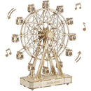 Roda Gigante Encantadora com Caixinha de Música - Quebra-Cabeça 3D de Madeira Luxo