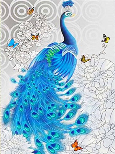 Pavão 2023/6 - 100% Diamantes (Quadrado) - Kit Completo - Pintura com Diamantes