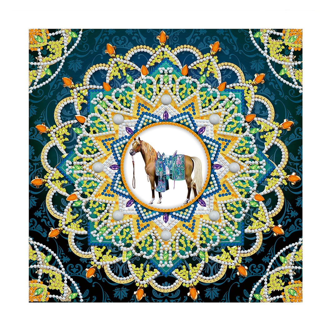 Mandala Fluorescente 5 - (30 x 30 cm) - Parcial Diamantes (Redondo) - Kit Completo