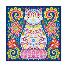 Carregar imagem no visualizador da galeria, Gato Fluorescente (30 x 30 cm) - Parcial Diamantes (Redondo) - Kit Completo
