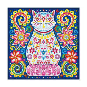 Gato Fluorescente (30 x 30 cm) - Parcial Diamantes (Redondo) - Kit Completo