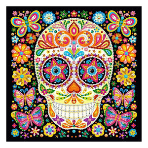 Caveira Fluorescente 1 (30 x 30 cm) - Parcial Diamantes (Redondo) - Kit Completo
