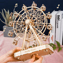 Roda Gigante Encantadora com Caixinha de Música - Quebra-Cabeça 3D de Madeira Luxo