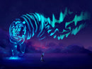 Tigre Iluminado 1 - 100% Diamantes (Quadrado) - Kit Completo