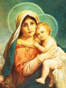 Nossa Senhora e o Menino Jesus 2023/2 - 100% Diamantes (Quadrado) - Kit Completo - Pintura com Diamantes