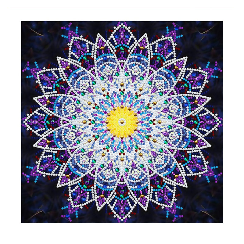 Mandala Fluorescente 4 - (30 x 30 cm) - Parcial Diamantes (Redondo) - Kit Completo