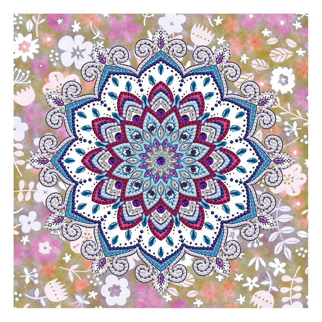 Mandala Fluorescente 2 - (30 x 30 cm) - Parcial Diamantes (Redondo) - Kit Completo