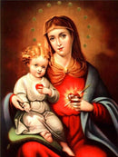 Nossa Senhora e o Menino Jesus 2023/7 - 100% Diamantes (Quadrado) - Kit Completo - Pintura com Diamantes