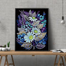 Flores Fluorescentes (30 x 40 cm) - Parcial Diamantes (Redondos) - Kit Completo